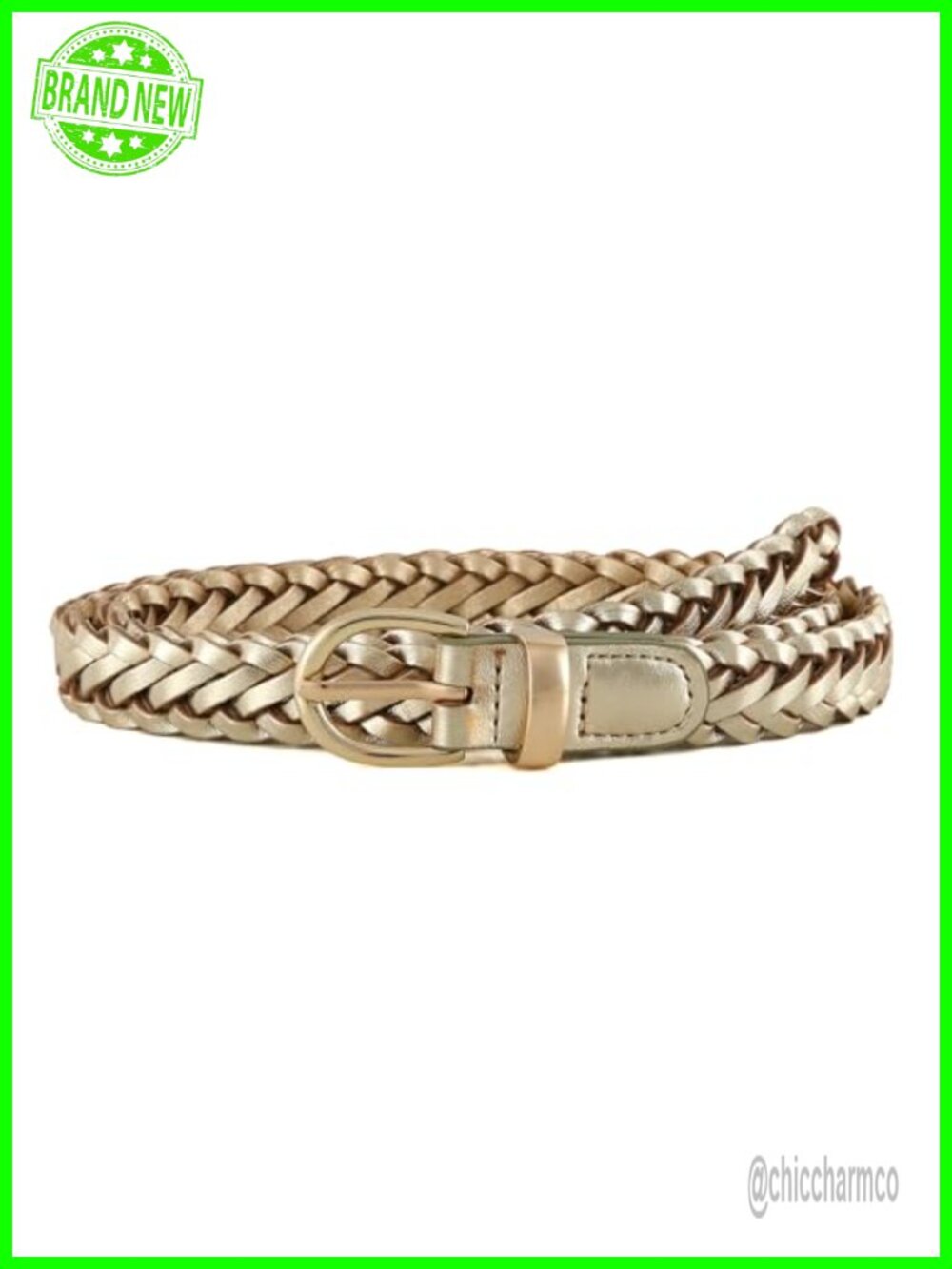 Faux Leather Braided Woven Belt Adjustable Skinny Women's